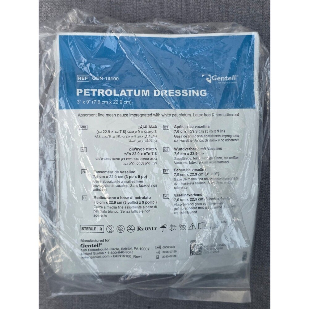 Gentell Petrolatum Dressing 3x9 Sterile Gauze GEN- Lot of 30 Sealed Exp 2030